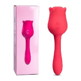 7-Function Red  Silicone Clitoral Rose Sucking Massager Classic Vibrator